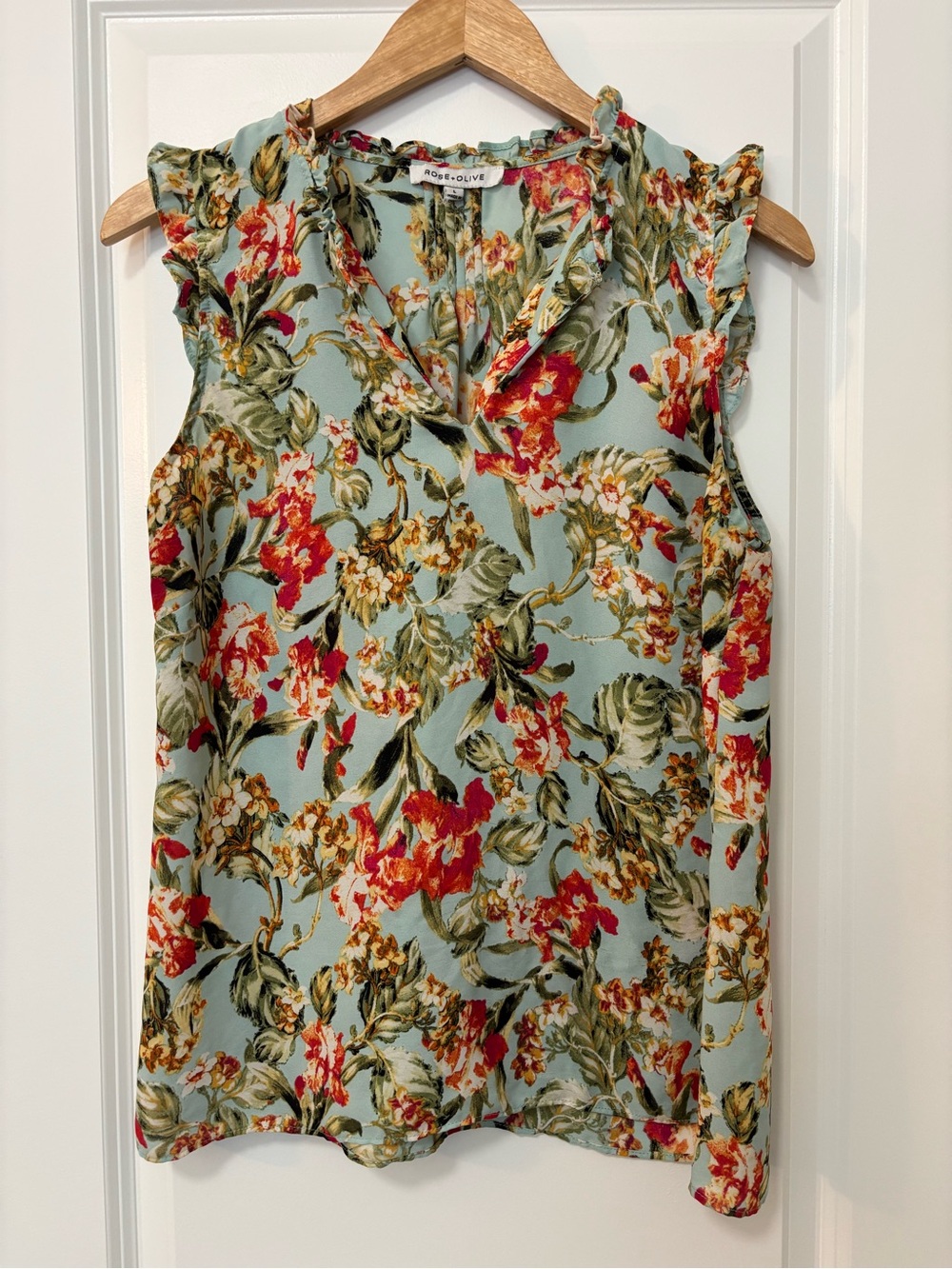 Rose & Olive Multicolor Floral Top, Size L